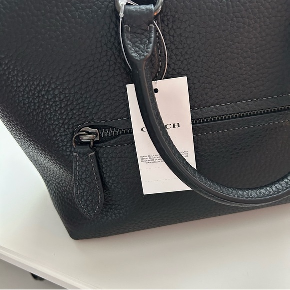 Coach Black Pebble Leather Cara Satchel NWT - Picture 6 of 16